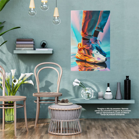 Tablou Canvas Adidas în Lumina ce Reflectă Nuanțe în Degrade Pași pe Oglinda Reflectorizantă , Pictura Digitala 40x25CM [1]