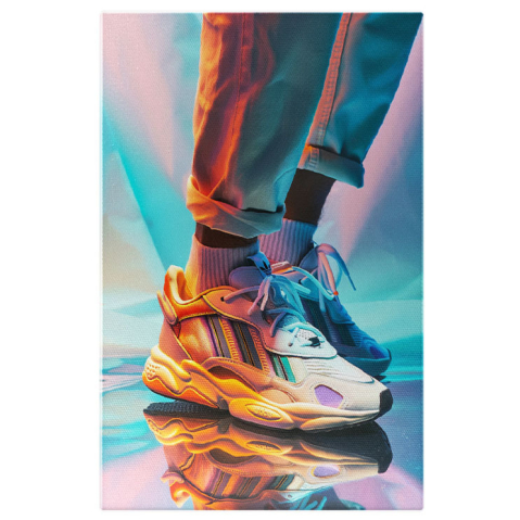 Sport - Tablou Canvas Adidas în Lumina ce Reflectă Nuanțe în Degrade Pași pe Oglinda Reflectorizantă , Pictura Digitala 40x25CM