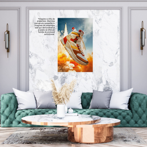 White Adidas Sneakers with Red, Yellow, and Brown Stripes - Digital Painting, Marime 40x25CM [2]