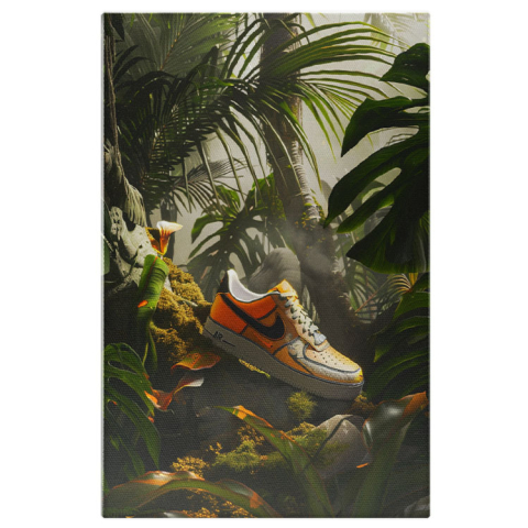 Diverse - Tablou Canvas Adidasul Pierdut în Pădurea Tropicală Pădure Verde cu Muchi Ficusi și Palmieri , Pictura Digitala 40x25CM