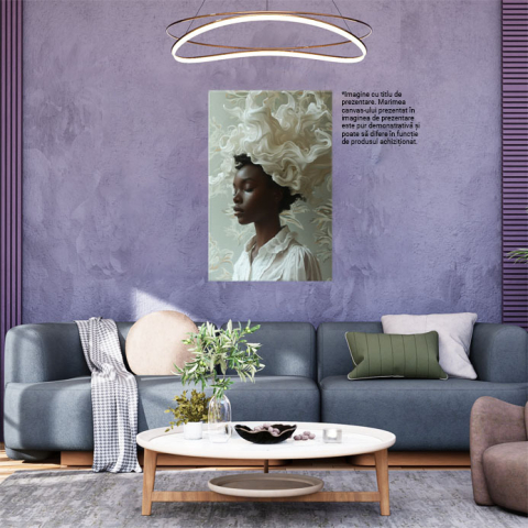 Tablou Canvas Albul și Negru un Contrast Clasic ce Emană Frumusețe și Eleganță Portret Feminin , Pictura Digitala 40x25CM [1]