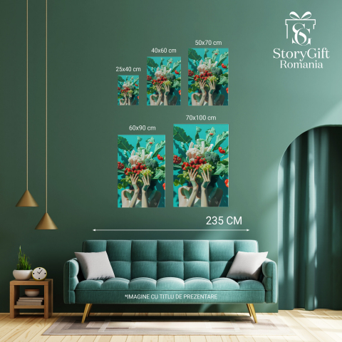 Healthy Eating – Woman Holding Fresh Fruits and Vegetables, Marime 40x25CM [3]