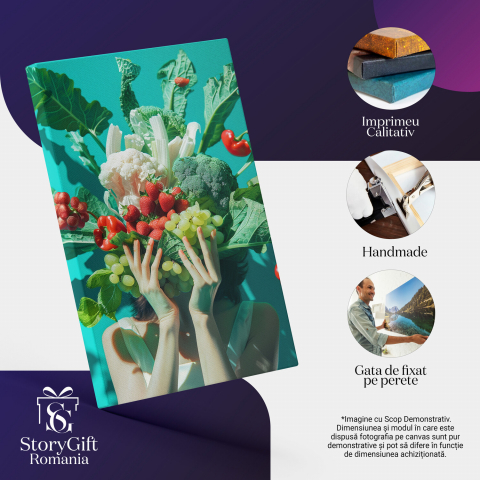 Healthy Eating – Woman Holding Fresh Fruits and Vegetables, Marime 40x25CM [1]