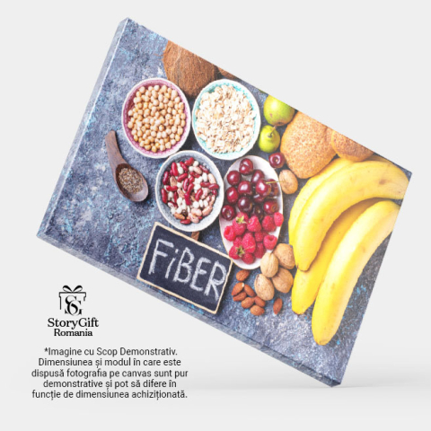 Tablou Canvas alimente bogate in fibre pentru o dieta sanatoasa O combinatie delicioasa de banane, zmeura  Preparate Proaspete si Gusturi Exceptionale 40x25CM [3]