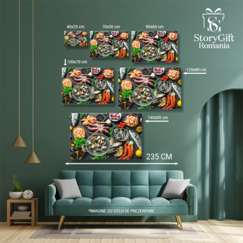 Tablou Canvas Alimente Dietetice Sanatoase  O Varitate de Fructe de Mare Proaspete, O Sursa Bogata de Nutrienti 40x25CM [4]