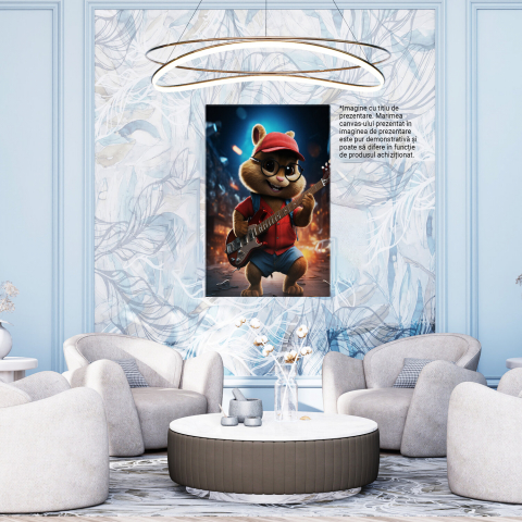 Tablou Canvas - Alvin și Veverițele Cântând la Chitară Roșie: Spectacolul Veverițelor, Marime 40x25CM [3]