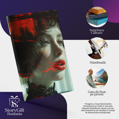 Amintirea Locului de Baștină a Brunetei cu Buze de Foc - Pictură Digitală, Marime 40x25CM [1]