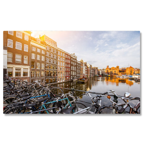 Tablouri Canvas - Tablou Canvas Amsterdam Peisaj Urban cu Canale si Cladiri Traditionale, amsterdam, city, netherlands, canal, dutch 438 40x25CM