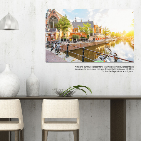 Amsterdam: Vedere Pitorească la Canale și Orașul Vechi, Marime 40x25CM [2]