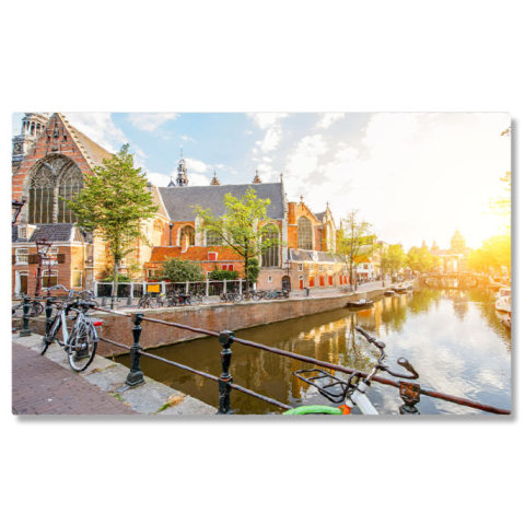 Tablouri Canvas - Tablou Canvas Amsterdam Vedere Pitoreasca la Canale si Orasul Vechi, amsterdam, city, netherlands, canal, travel 439 40x25CM