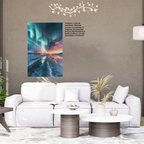 Tablou Canvas: Apa Curată din Munții Acoperiți de Zăpadă Craterele Teritoriului Nocturn Pictura Digitala 40x25CM [1]