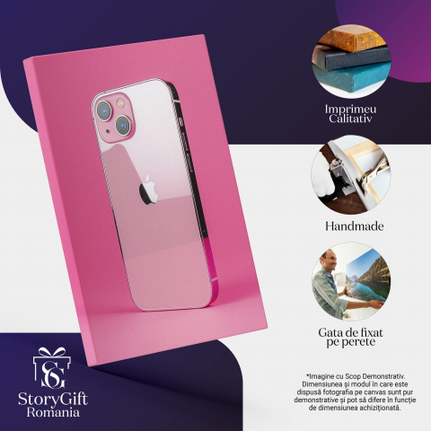 Tablou Canvas Apple iPhone 15 Pink - Pictură Digitală de Înaltă Claritate, Marime 40x25CM [1]