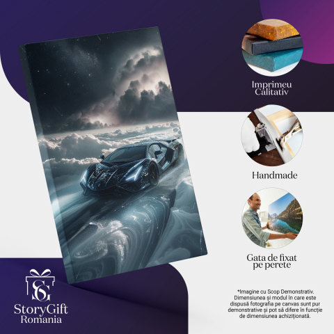 Aproape de Astre - Automobil Sport în Norii Nopții cu Ploaie de Stele Strălucitoare, Marime 40x25CM [1]