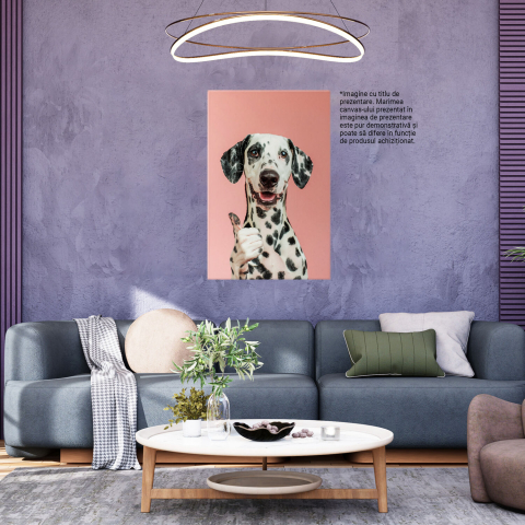 Tablou Canvas Dalmatian Aprobând Photoshootingul pe Fundal Roz | Artă Digitală, Marime 40x25CM [2]