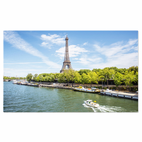Atracții Turistice - Apus de Soare la Paris – Turnul Eiffel – Tablou Canvas, Marime 40x25CM