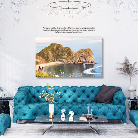 Tablou Canvas Apus la Usa Durdle cu Flori Salbatice apus, coasta, Durdle Door, flori 1736 40x25CM [2]