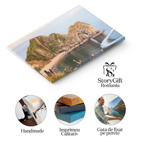 Tablou Canvas Apus la Usa Durdle cu Flori Salbatice apus, coasta, Durdle Door, flori 1736 40x25CM [1]