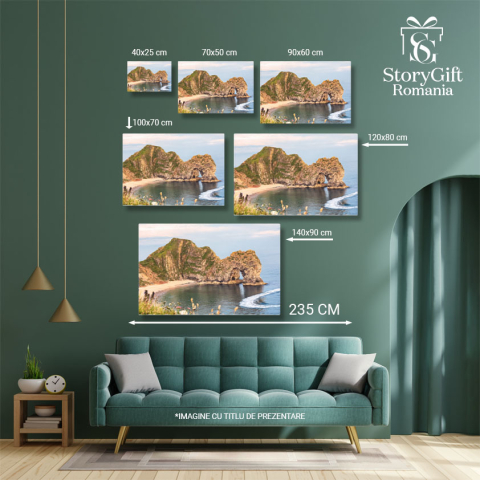 Tablou Canvas Apus la Usa Durdle cu Flori Salbatice apus, coasta, Durdle Door, flori 1736 40x25CM [4]