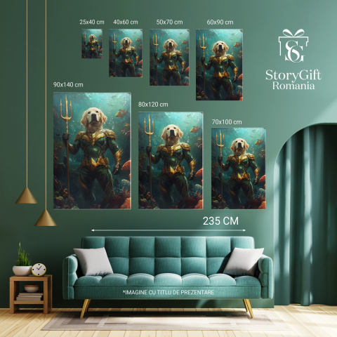  Tablou Canvas Personalizat Aqua Man În Lumea Acvatică Cu Triton De AurMarime 140x90CM [5]