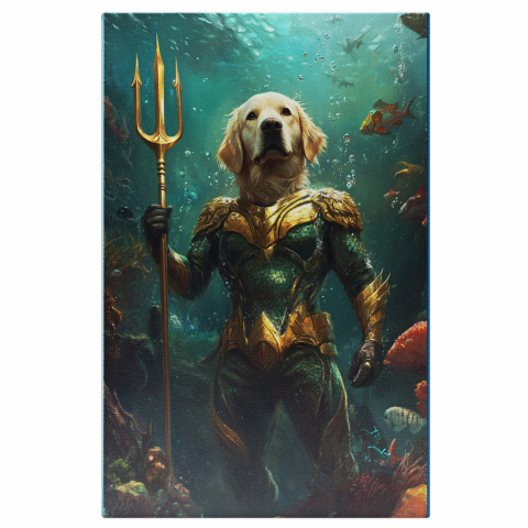 SuperErou -  Tablou Canvas Personalizat Aqua Man În Lumea Acvatică Cu Triton De AurMarime 40x25CM