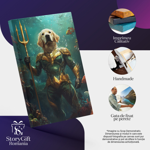  Tablou Canvas Personalizat Aqua Man În Lumea Acvatică Cu Triton De AurMarime 140x90CM [3]