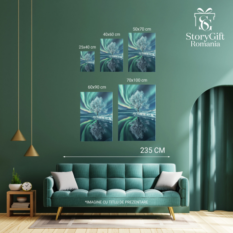 Arborele și Portalul de Lumini Verzi - Visuri Ascunse pe Cer, Marime 40x25CM [3]