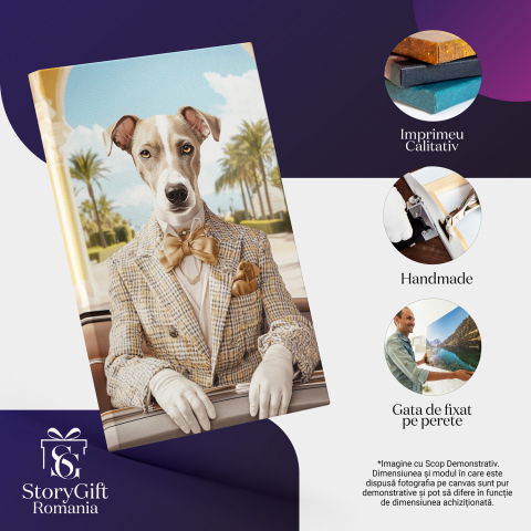  Tablou Canvas Personalizat Aristocrat În Mașină VintageMarime 40x25CM [3]