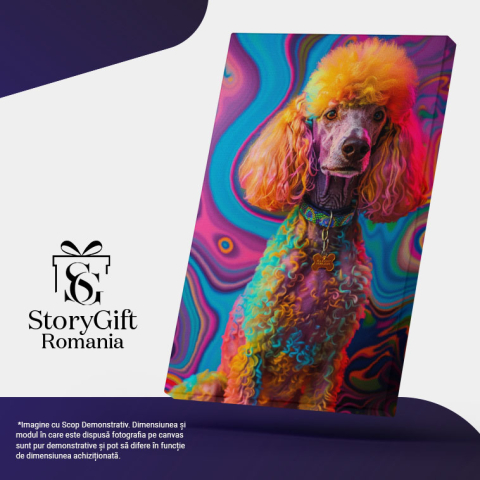 Tablou Canvas:  Armonia cromatică a unui Poodle - O călătorie prin curcubeu Pictura Digitala 40x25CM [4]