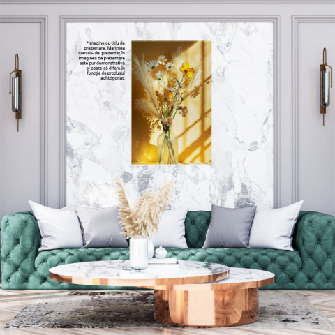 Tablou Canvas Armonia Formelor Vaza cu Flori în Lumina Dimineții Flori cu Tulpini Lungi , Pictura Digitala 40x25CM [1]