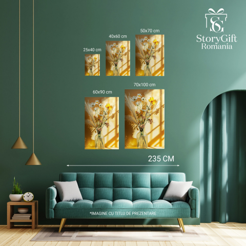 Vază cu Flori în Lumină de Dimineață - Tablou Canvas Elegant, Marime 40x25CM [3]