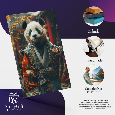 Tablou Canvas - Armura Destinului: Războinicul Urs Panda Care Veghează Secretele Istoriei, Marime 90x60CM [1]