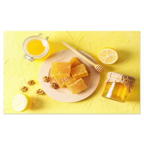 Marimea 40x25CM - Tablou Canvas - Aroma Naturala - Miere si Nuci in Borcane 40x25CM