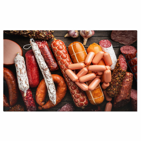 Tablou Canvas cu Gustări Tradiționale - Salamuri și Arome, Marime 40x25CM