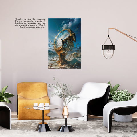 Artă Abstractă - Ceas Vechi Spart pe Suport Auriu, Marime 40x25CM [2]