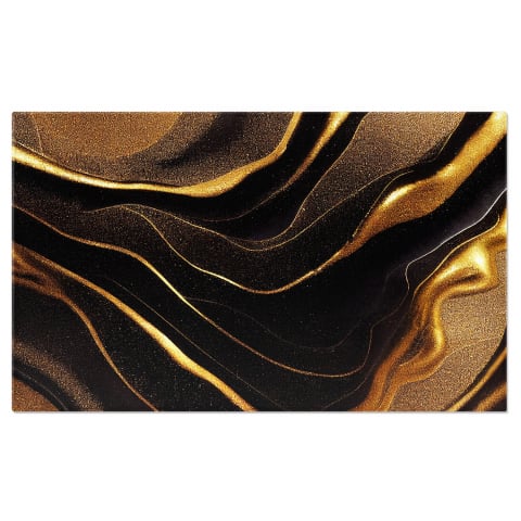 Abstract - Tablou Canvas: Îmbinare Elegantă de Auriu și Negru în Stil Marmură, Marime 40x25CM