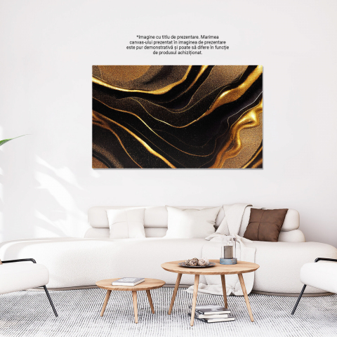 Tablou Canvas: Îmbinare Elegantă de Auriu și Negru în Stil Marmură, Marime 40x25CM [2]