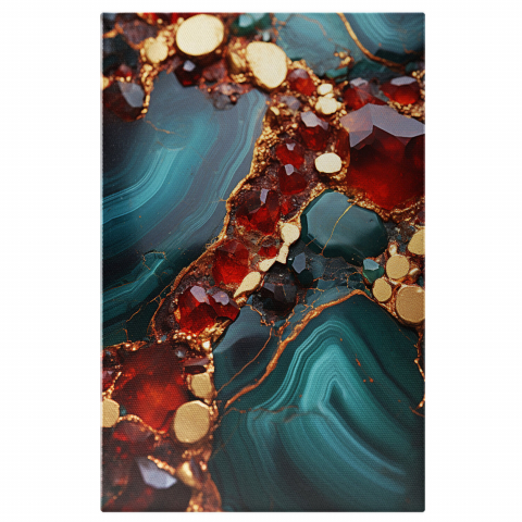 Arta Abstractă cu Pietre Prețioase Roșii - Pictură Digitală, Marime 40x25CM