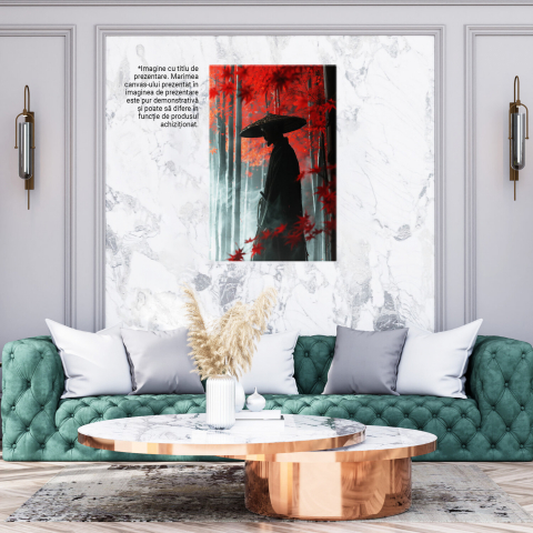 Artă Japoneză cu Flori Roșii - Pictură Digitală de Cultură și Personaje, Marime 40x25CM [2]