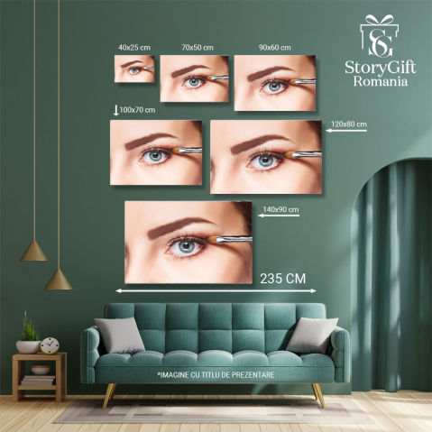 Tablou Canvas - Arta machiajului: Frumusete, pudera, panza feminina, stil profesional 40x25CM [4]