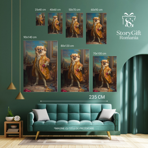  Tablou Canvas Personalizat Artist Pictor Regal Cu Palton Galben Și Mănuși RozMarime 120x80CM [5]