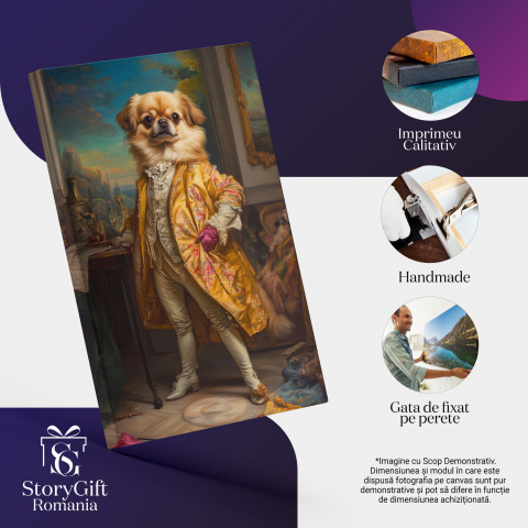  Tablou Canvas Personalizat Artist Pictor Regal Cu Palton Galben Și Mănuși RozMarime 120x80CM [3]