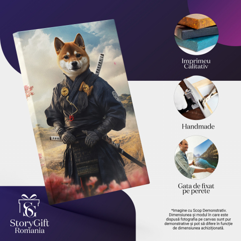  Tablou Canvas Personalizat Asasin Japonez Cu Kimono și Accesorii Aurii Pe MunteMarime 40x25CM [3]