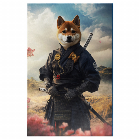 Războinici -  Tablou Canvas Personalizat Asasin Japonez Cu Kimono și Accesorii Aurii Pe MunteMarime 40x25CM