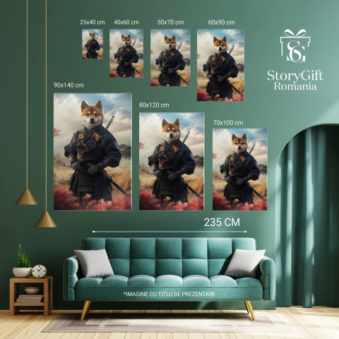  Tablou Canvas Personalizat Asasin Japonez Cu Kimono și Accesorii Aurii Pe MunteMarime 40x25CM [5]