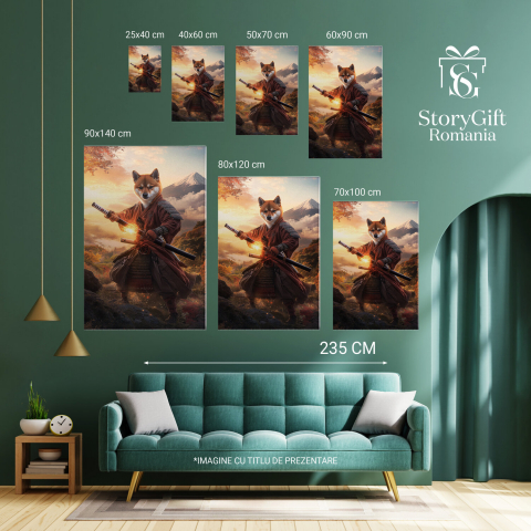  Tablou Canvas Personalizat Asasin Japonez Cu Sabii La Apus Pe MunteMarime 40x25CM [5]