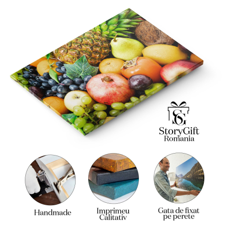 Tablou Canvas Asortiment de Fructe Tropicale, fruit, apple, banana, grape, orange 502 40x25CM [1]