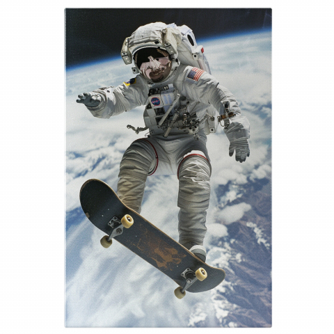 Abstract - Tablou Canvas - Astronaut pe Skateboard deasupra Planetei Pământ, Marime 40x25CM