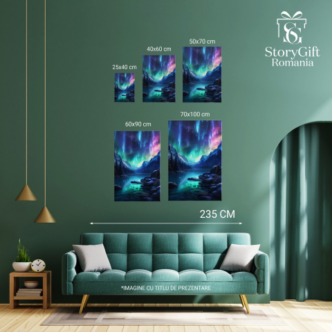 Aurora Boreală Colorată - Pictură Digitală de Peisaj, Marime 40x25CM [2]