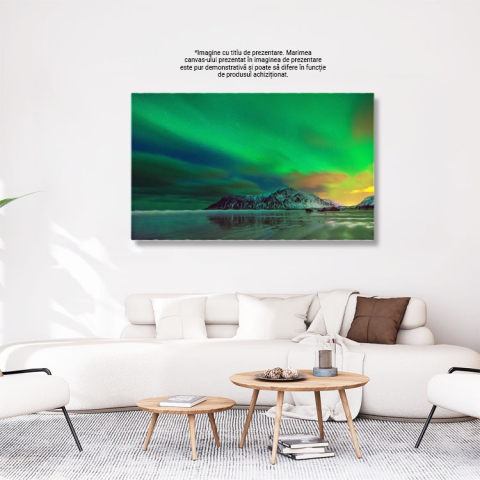Tablou Canvas Aurora Boreala Cu Lentile de Filtru Islanda, Peisaj, Noapte, Univers, Luminile Nordului 589 40x25CM [2]