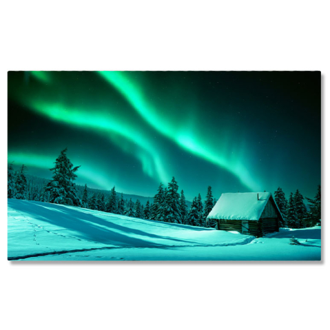 Tablou Canvas Aurora Boreala Peisaj Minunat Nordic, Casa, Luminile Nordului, Peisaj, Albastru 1910 40x25CM [0]